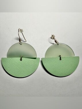 Nickel & Suede Light Green Half Circle Earrings